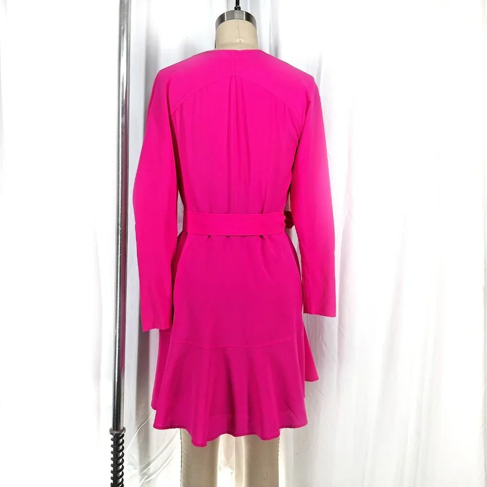 A.L.C. Women's Dress Pink Mini Enzo Silk Wrap Surplice V Neck Designer Size 0 - Picture 4 of 10